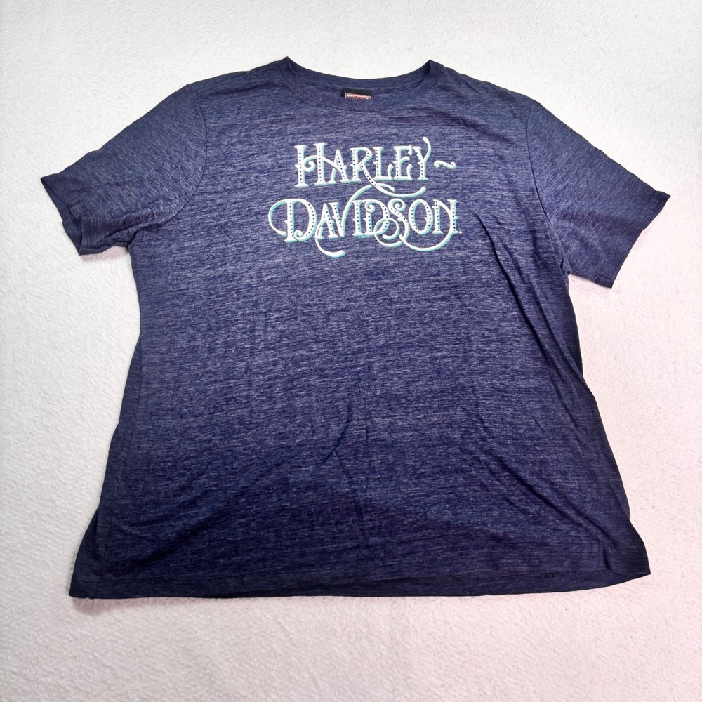 Harley Davidson Bartels Los Angeles CA‎ Skull Graphic T Shirt Blue 2XL Biker